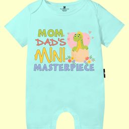 The Peppy Tend 100% Cotton Family Theme Half Sleeves Mom Dads Mini Masterpiece Text Printed Romper - Sea Green-image-47