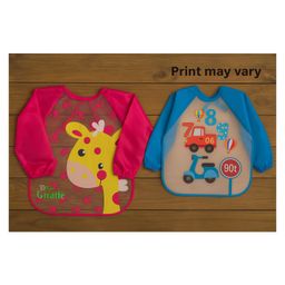 Badal Kidz Long Sleeve Bibs, Waterproof Baby Bibs, Toddler Sleeved Bib, Baby Smock for Eating Feeding, 6-24 Months -Pink & Blue-13