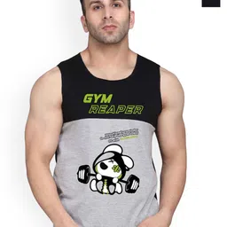 SLOWLORIS Men Pack Of 2 Printed Bio-Wash Combed Cotton Gym Vests-picture-1