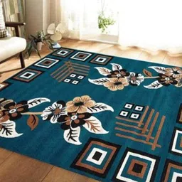 F & B RUGS Blue & White Floral Anti-Skid Light Carpet-image-70