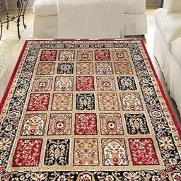 F & B RUGS Red & Black Ethnic Motifs Anti-Skid Light Carpet-image-68