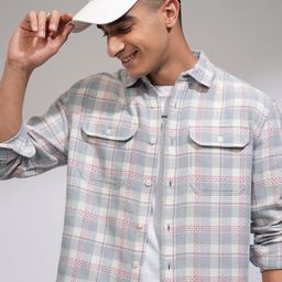 HIGHLANDER Men Relaxed Fit Spread Collar Checked Cotton Casual Shirt-image-66