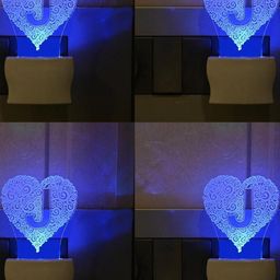 SOMIL Green & Blue Set Of 4 Printed Glass Heart Shaped Wall Lamp-image-18