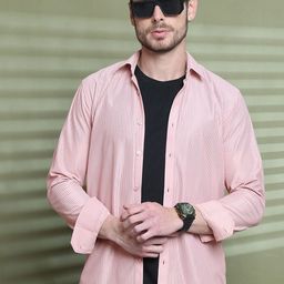 Indian Needle Men Classic Opaque Striped Casual Shirt-image-81