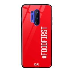 DailyObjects Red & White Food First OnePlus 8 Pro Glass Case image 1