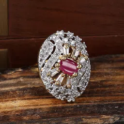 Bhana Fashion Gold-Plated CZ-Studded Finger Ring-image-25
