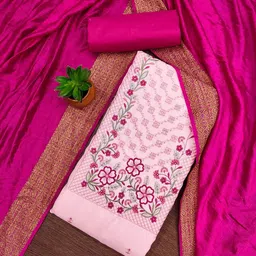 KALINI Floral Embroidered Embellished Cotton Unstitched Dress Material-image-15