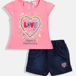 BABYMAX Infant Girls Printed Pure Cotton T-shirt with Shorts-picture-44