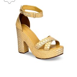 Eske Women Beige Printed Leather Sandals-image-87