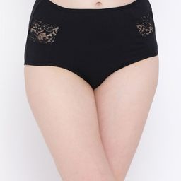 Clovia Black Lace High Rise Hipster Brief-picture-16