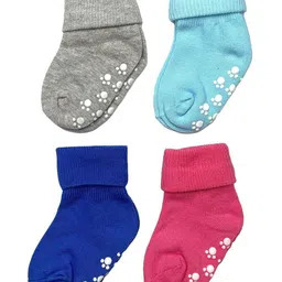 YOUSTYLO Kids Pack Of 4 Patterned Cotton Ankle-Length Socks-19
