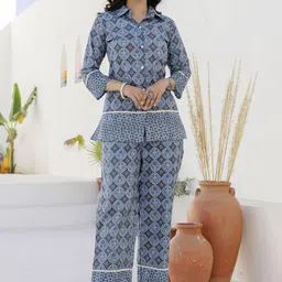 Kohsh Printed Three-Quarter Sleeves Pure Cotton Shirt With Trouser-image-68