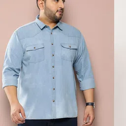 Sztori Men Plus Size Classic Solid Casual Shirt-image-28