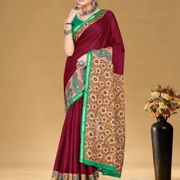 KALINI Floral Bagru Printed Pure Cotton Saree-image-22