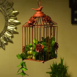 Homesake Copper-Toned Bird Cage with Floral Textured Details-11