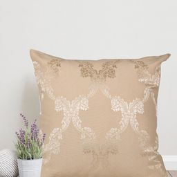 Home Beige & Silver Toned Ethnic Motifs Cotton Square Cushion Cover-image-67