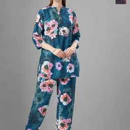 TITTLI Pack Of 2 Printed Mandarin Collar Relaxed Fit Tunic With Trousers Co-Ords-picture-7