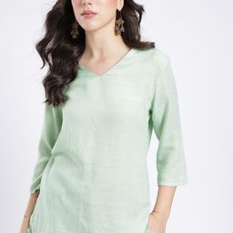 Anouk Rustic V-Neck Horizontal Striped Straight Kurti-image-94