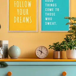 Kotart Brown & Yellow 2 Pieces Motivational Quotes Wooden Wall Arts-picture-42