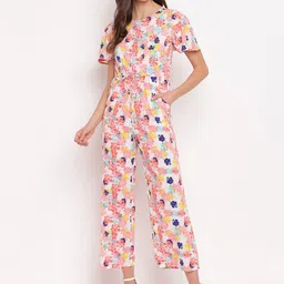 Mayra Women White & Pink Printed Basic Jumpsuit-picture-38