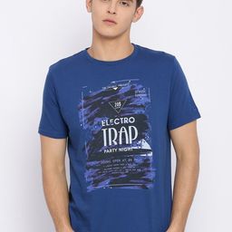 Basics Men Blue Printed Round Neck T-shirt-picture-10
