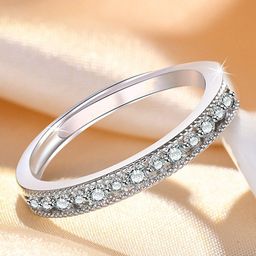 Jewels Galaxy Silver-Plated American Diamond Finger Ring-image-1