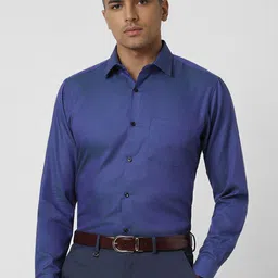 Van Heusen Men Spread Collar Textured Cotton Slim Fit Formal Shirt-picture-1