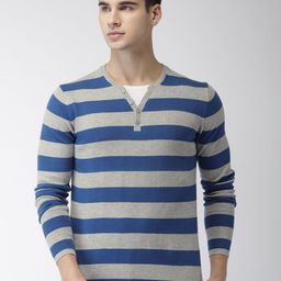 Celio Men Blue & Grey Striped Pullover-picture-27