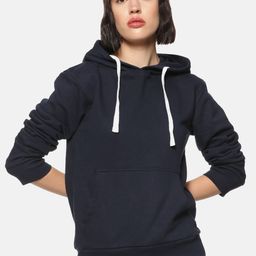 Campus Sutra Women Blue Solid Hooded Sweatshirt-image-51