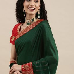 Mitera Green Mukaish Pure Chiffon Fusion Saree-picture-20