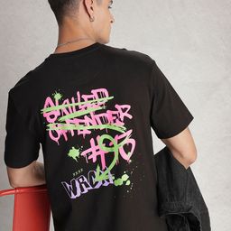 WROGN Typography Printed Drop-Shoulder Sleeves Oversized Pure Cotton T-shirt-image-70