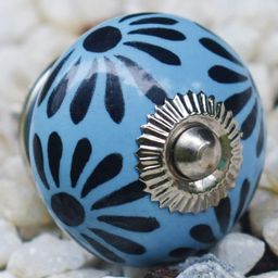 The Decor Mart Set Of 6 Blue & Black Printed Ceramic Decorative Knobs-42