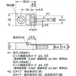 Omron Proximity Sensor Flat Cord Drawer Type, TL-W5MC2 2M image 2