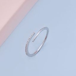 Kushal's Fashion Jewellery Rhodium-Plated CZ Studded Adjustable Finger Ring-image-20