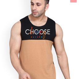 SLOWLORIS Pack Of 2 Printed Combed Cotton Gym Vests VSL26 CMB(CHS BLACKRUST)(CHS PEACH)-image-86