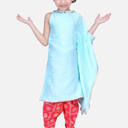 LilPicks Girls Blue & Red Solid Kurta with Dhoti Pants-image-62
