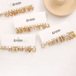 Jewels Galaxy Set of 24 Gold Plated Half Hoop Earrings-10