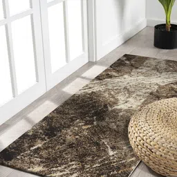 OBSESSIONS Brown & Beige Abstract Printed Floor Runner-24