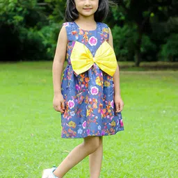 Stuffie Land Floral Print Crepe A-Line Dress-16