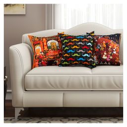 Sej By Nisha Gupta Abstract Premium 16 By 16 Cushion Covers Pack Of 3 - Multicolor-image-51