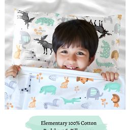 Elementary Pure Organic Cotton Bedsheet With Pillow Cover Animal Theme - Multicolour-14