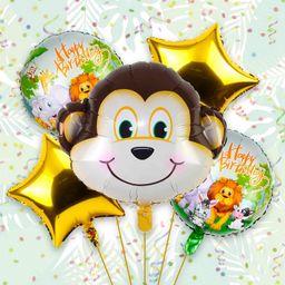 Bubble Trouble Happy Birthday Foil Balloon Animal Foil Balloons Monkey Foil Balloon Balloon Decoration for Birthday Happy Birthday Decoration Kit Jungle Theme Balloons for Decoration - Set of 5-image-95