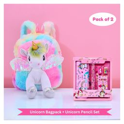 Puchku Unicorn Bag With Stationery Gift Set For Girls Kids For School Pack Of 2 - Multicolor-21