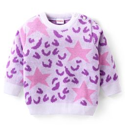 Babyhug Knitted Full Sleeves Pullovers Sweater With Star Design-  Multicolor-image-97