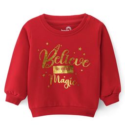 Doodle Poodle 100% Cotton Light Weight Looper Knit Sweatshirt with Metallic Print - Red-image-83