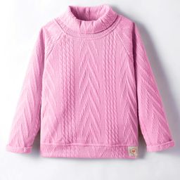 Little Kangaroos Fleece Knit Full Raglan Sleeves Solid Colour Sweatshirt - Pink-image-62