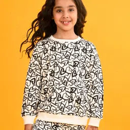 Anthrilo Fleece Full Sleeves Heart Printed Sweatshirt - White-picture-25