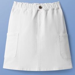 Pine Kids Knee Length Washed Denim Skirt - White-picture-12