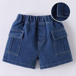 Mark & Mia Denim Solid Color Washed Shorts with Cargo Pocket - Navy Blue-image-31