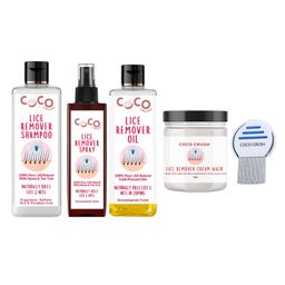 Coco Crush Natural Lice Treatment - Cream Wash (50gms), Shampoo (100ml), Oil (50ml), Spray (50ml), & Comb-image-91